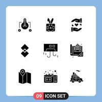 9 Universal Solid Glyph Signs Symbols of condition crypto currency love crypto shift Editable Vector Design Elements