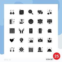 Universal Icon Symbols Group of 25 Modern Solid Glyphs of carnival cherry search berry speaker Editable Vector Design Elements