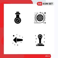 Modern Set of 4 Solid Glyphs Pictograph of bacteria left agile sprint stamp Editable Vector Design Elements