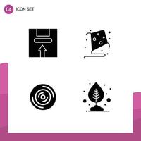 Editable Vector Line Pack of 4 Simple Solid Glyphs of box music logistic fly cd Editable Vector Design Elements