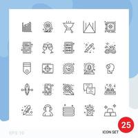 Mobile Interface Line Set of 25 Pictograms of locker pakistan location islamabad monument grill Editable Vector Design Elements