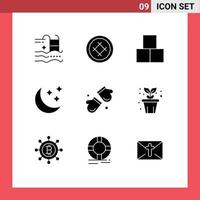 9 User Interface Solid Glyph Pack of modern Signs and Symbols of weather nature food moon constructor Editable Vector Design Elements