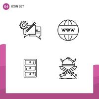 Set of 4 Modern UI Icons Symbols Signs for chat safe setting online closet Editable Vector Design Elements