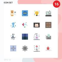 16 User Interface Flat Color Pack of modern Signs and Symbols of up arrow brain e cashbox Editable Pack of Creative Vector Design Elements