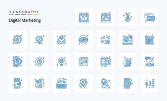 25 Digital Marketing Blue icon pack vector