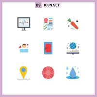 Set of 9 Modern UI Icons Symbols Signs for mobile person ribbon avatar man Editable Vector Design Elements