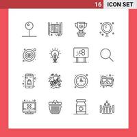 16 User Interface Outline Pack of modern Signs and Symbols of shower cleaning trophy bathroom reward Editable Vector Design Elements