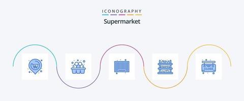 Supermarket Blue 5 Icon Pack Including board. fruit. barcode. supermarket. grocery vector