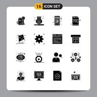 Universal Icon Symbols Group of 16 Modern Solid Glyphs of hobby kite mobile shopping mail encrypted Editable Vector Design Elements