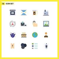Pictogram Set of 16 Simple Flat Colors of digital technology skin care business oil Editable Pack of Creative Vector Design Elements