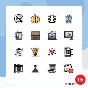 conjunto de 16 iconos de interfaz de usuario modernos símbolos signos para productos de salud barrido frágil vegetal elementos de diseño de vectores creativos editables