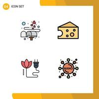 Modern Set of 4 Filledline Flat Colors Pictograph of box cable mail dairy chemistry Editable Vector Design Elements