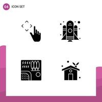 Set of 4 Commercial Solid Glyphs pack for finger rain move startup travel Editable Vector Design Elements