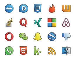 20 Social Media Icon Pack Including snapchat wechat overflow opera microsoft vector