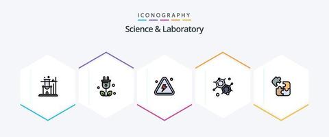 Science 25 FilledLine icon pack including science. jigsaw. danger. science. chemist vector