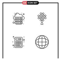 Line Pack of 4 Universal Symbols of database accounting server china math Editable Vector Design Elements