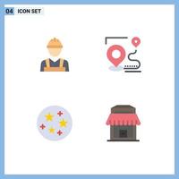 4 Thematic Vector Flat Icons and Editable Symbols of labour man science worker target stars Editable Vector Design Elements