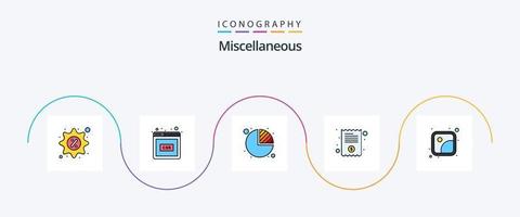 paquete de iconos de 5 planos llenos de línea miscelánea que incluye imágenes. cuadro. recibo. factura vector