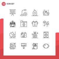 Mobile Interface Outline Set of 16 Pictograms of growth paint gadget arts fruits Editable Vector Design Elements