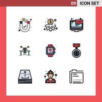 9 iconos creativos signos y símbolos modernos de la mesa de la silla de la pantalla de la computadora de la oficina elementos de diseño vectorial editables vector