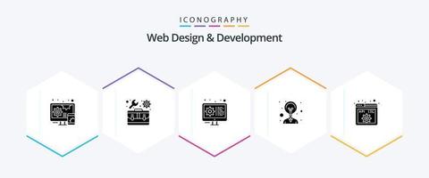 Web Design And Development 25 Glyph icon pack including programming. code. development. api. idea vector