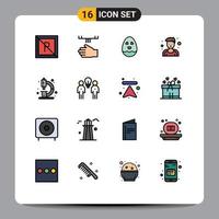 Universal Icon Symbols Group of 16 Modern Flat Color Filled Lines of education biology hand sportsman athlete Editable Creative Vector Design Elements