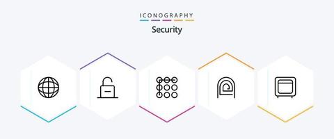 Security 25 Line icon pack including box. reader. lock. pattern. fingerprint vector