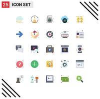 25 User Interface Flat Color Pack of modern Signs and Symbols of food checklist dumbbell cloud tick Editable Vector Design Elements