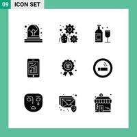 paquete de iconos de vector de stock de 9 signos y símbolos de línea para elementos de diseño de vector editables de gráfico infográfico de alcohol móvil de premio