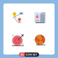 Modern Set of 4 Flat Icons and symbols such as gps seo book apple media gym Editable Vector Design Elements