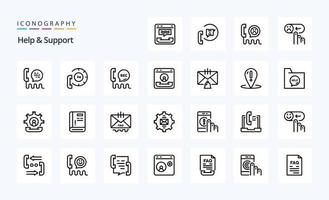 25 Help And Support Line icon pack vector