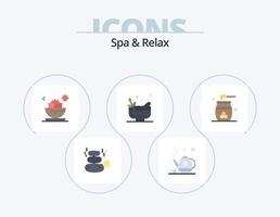 spa y relax paquete de iconos planos 5 diseño de iconos. belleza. bol. centro. mortero. bol vector