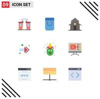 9 Thematic Vector Flat Colors and Editable Symbols of costume right building back tower Editable Vector Design Elements