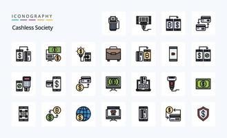 25 Cashless Society Line Filled Style icon pack vector