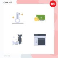 Mobile Interface Flat Icon Set of 4 Pictograms of medical diy weather payment screws Editable Vector Design Elements