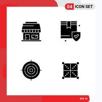 4 Universal Solid Glyph Signs Symbols of shop strategy insurance box point Editable Vector Design Elements