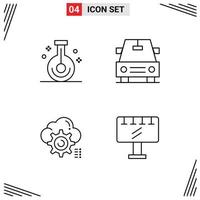 User Interface Pack of 4 Basic Filledline Flat Colors of beaker cloud research vehicles configure Editable Vector Design Elements