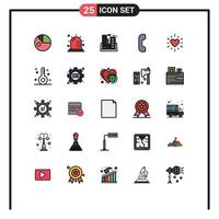 Set of 25 Modern UI Icons Symbols Signs for heart call health answer building Editable Vector Design Elements
