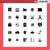 User Interface Pack of 25 Basic Solid Glyphs of document setting folder sign circle Editable Vector Design Elements