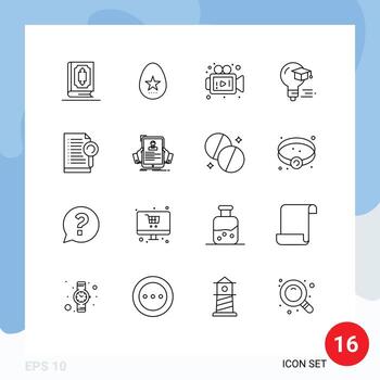 16 esquemas universales establecidos para aplicaciones web y móviles elementos de diseño vectorial editables de bombilla de educación de primavera de graduación de archivos vector