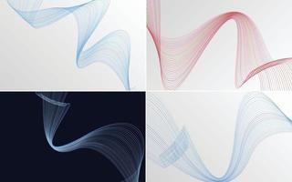 Set of 4 vector backgrounds featuring geometric wave patterns