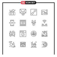Stock Vector Icon Pack of 16 Line Signs and Symbols for volume open volume connect loudspeaker canada Editable Vector Design Elements