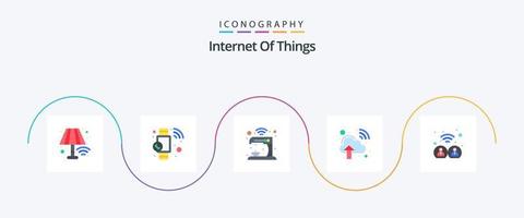 Internet de las cosas paquete de iconos planos 5 que incluye Internet. Internet. cocina. red en la nube. tecnología vector