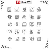 25 Creative Icons Modern Signs and Symbols of money box party web page Editable Vector Design Elements