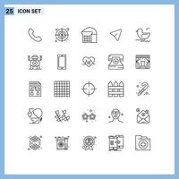 Modern Set of 25 Lines Pictograph of technology canada loaf river computer Editable Vector Design Elements