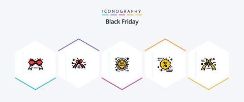 Black Friday 25 FilledLine icon pack including star. black friday. discount. promotion. discount vector