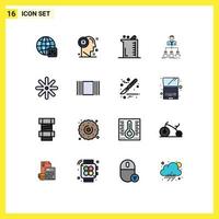 Set of 16 Modern UI Icons Symbols Signs for company organization bigger teamwork laboratory Editable Creative Vector Design Elements