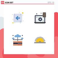 Set of 4 Commercial Flat Icons pack for arrow hosting configure setting server Editable Vector Design Elements