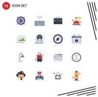 Pack of 16 creative Flat Colors of salesman person business agent portfolio Editable Pack of Creative Vector Design Elements