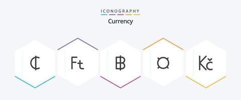 Currency 25 Flat icon pack including money. koruna. currency. generic. money vector